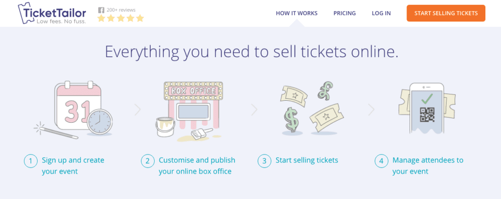 De Ticket Tailor ticketverkoop-app.